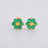 Topos Flor Esmeralda 40Pts 1.4 g / in / 7 mm Oro Amarillo 18K