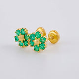 Topos Flor Esmeralda 40Pts 1.4 g / in / 7 mm Oro Amarillo 18K