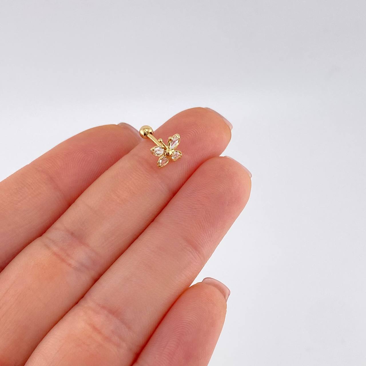 Piercing Mariposa 0.4 g / 1/2 in Oro Amarillo 18K