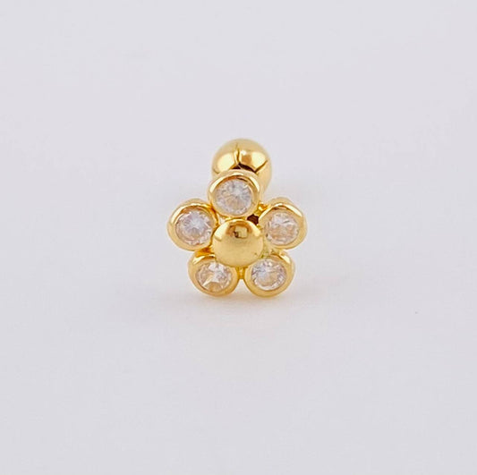 Piercing Flor 0.35 g / 1/2 in Oro Amarillo 18K