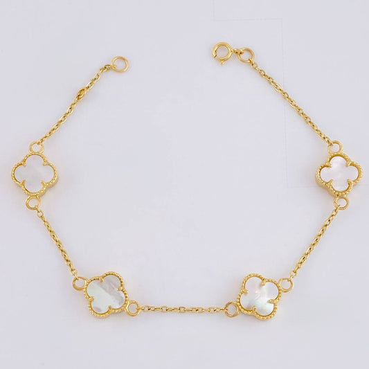 Pulso Modulable Aro Seguido Trebol 4.75 g / 6 3/4 in - 6 1/4 in / 1.3 mm Oro Amarillo 18K