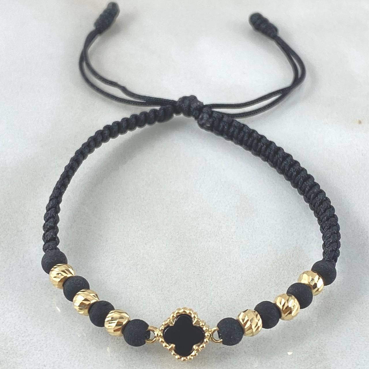 Black Bracelet Clover 1.3gr / Nac.Esp. 18K Gold *
