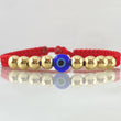 Red Bracelet Turkish Eye 8 Units Plain Beads 5mm / 18K Gold (A.C)