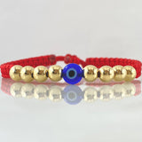 Red Bracelet Turkish Eye 8 Units Plain Beads 5mm / 18K Gold (A.C)