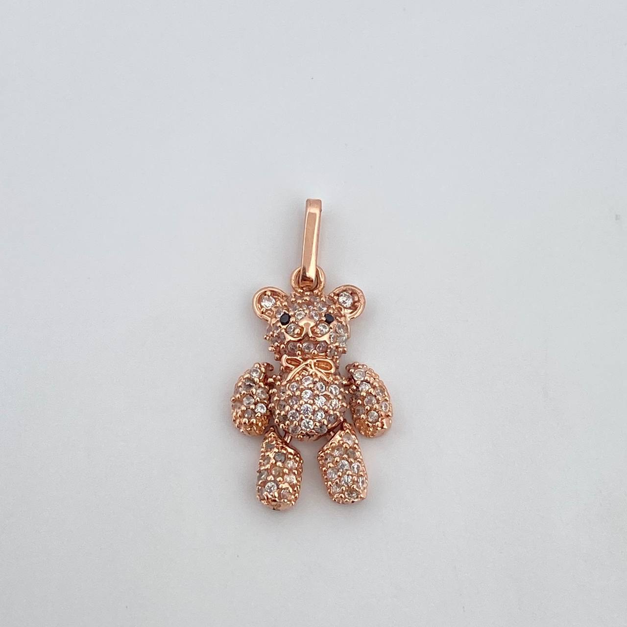 Dije Oso Articulado 3.15gr / 2.6cm / Circones Blancos Negros Oro Rosa 18K $