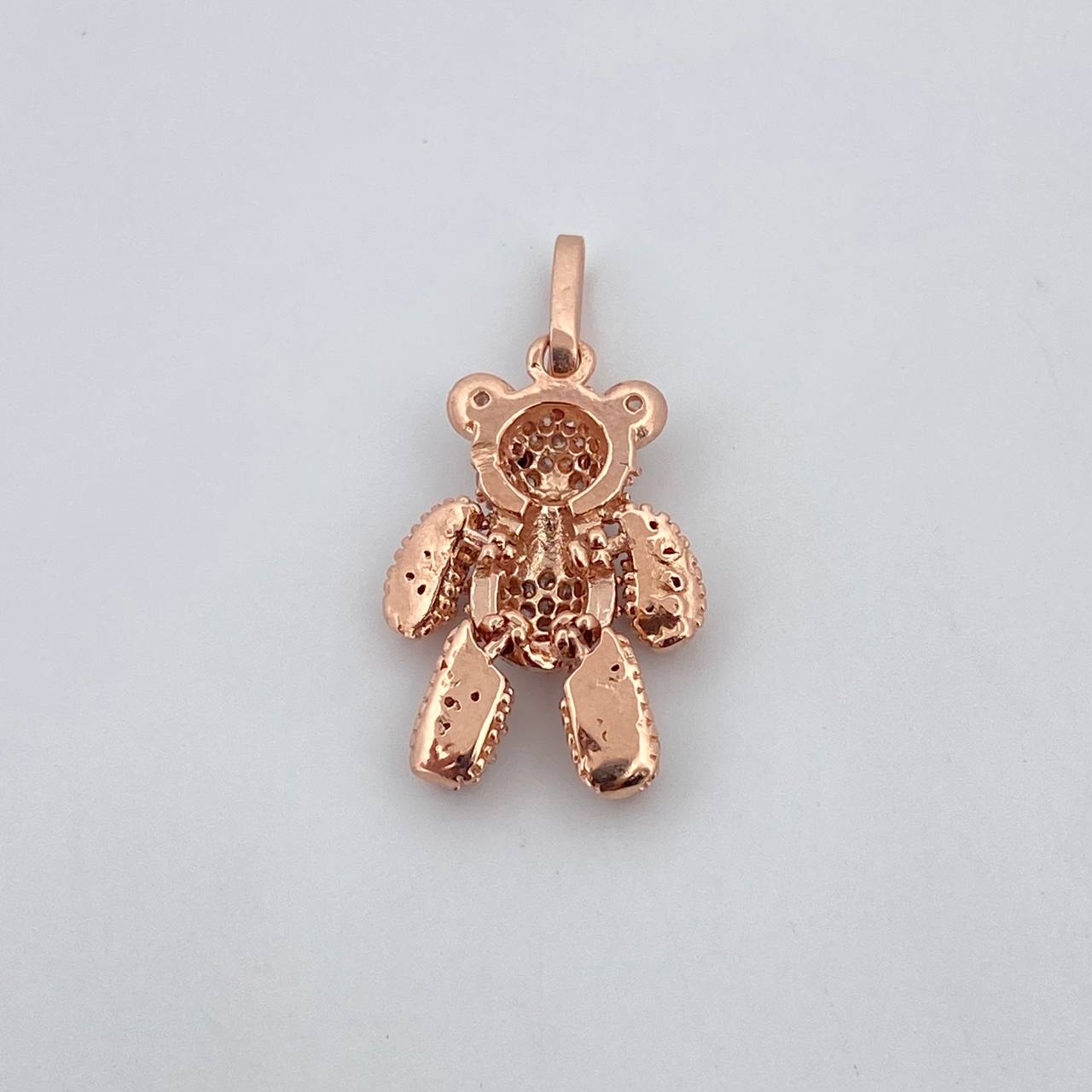 Dije Oso Articulado 3.15gr / 2.6cm / Circones Blancos Negros Oro Rosa 18K $