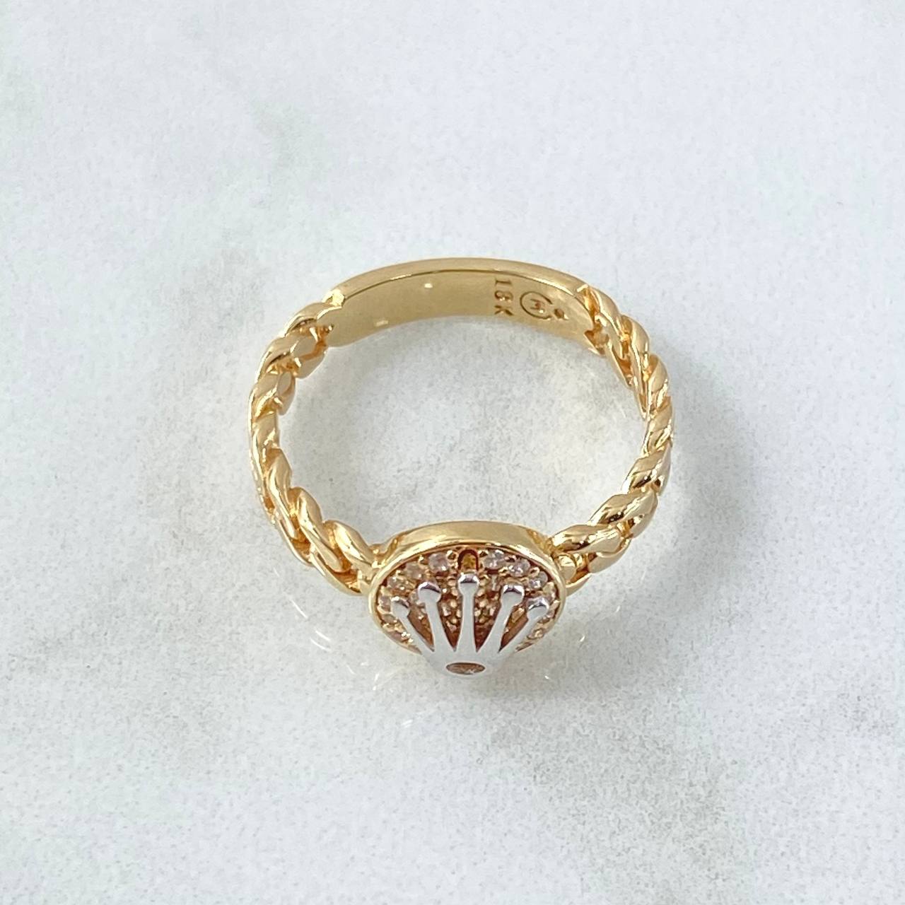 Anillo Corona Cubano 4.1gr / T7 1/2 / Oro 18K ©