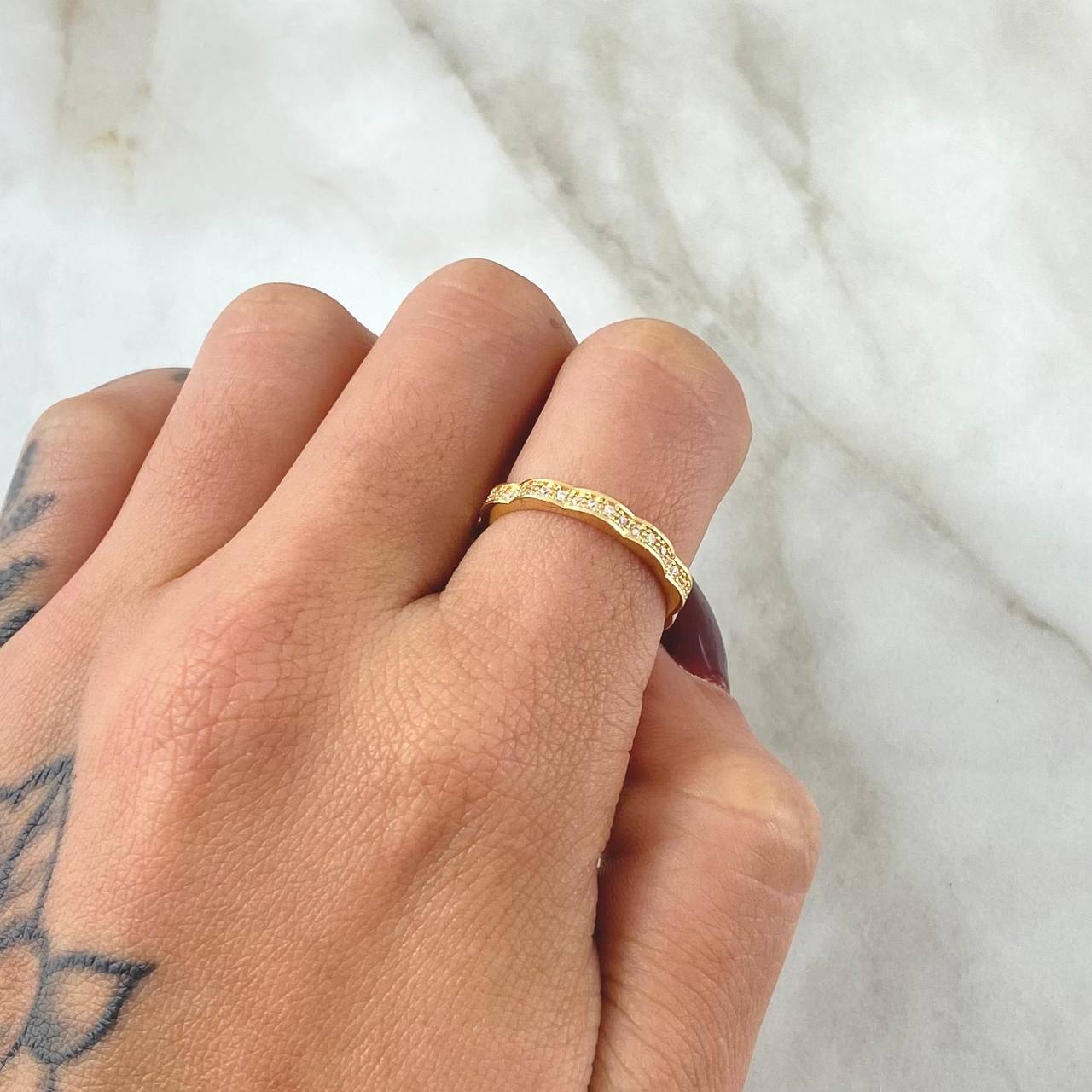 Anillo Carril Olas 2gr / T6 1/4 / Oro 18K ©