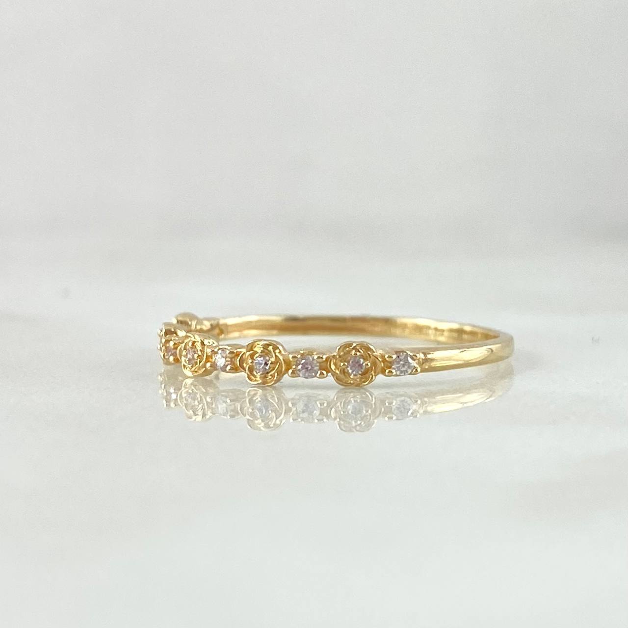 Anillo Carril De Flores 1.4gr / T7 3/4 / Oro 18K ©