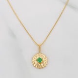 Set Cadena Veneciana + Dije Girasol Esmeralda 06Pts / 1.6 g / 19 3/4 in Oro Amarillo 18K