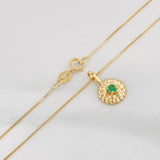 Set Cadena Veneciana + Dije Girasol Esmeralda 06Pts / 1.6 g / 19 3/4 in Oro Amarillo 18K