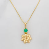 Set Cadena Veneciana + Dije Flor Esmeralda 06Pts / 1.3 g / 19 3/4 in Oro Amarillo 18K