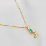 Set Cadena Veneciana + Dije Media Luna Esmeralda 03Pts / 1.2 g / 17 3/4 in Oro Amarillo 18K