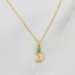 Set Cadena Veneciana + Dije Media Luna Esmeralda 03Pts / 1.2 g / 17 3/4 in Oro Amarillo 18K