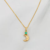 Set Cadena Veneciana + Dije Media Luna Esmeralda 03Pts / 1.2 g / 17 3/4 in Oro Amarillo 18K