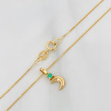 Set Cadena Veneciana + Dije Media Luna Esmeralda 03Pts / 1.2 g / 17 3/4 in Oro Amarillo 18K