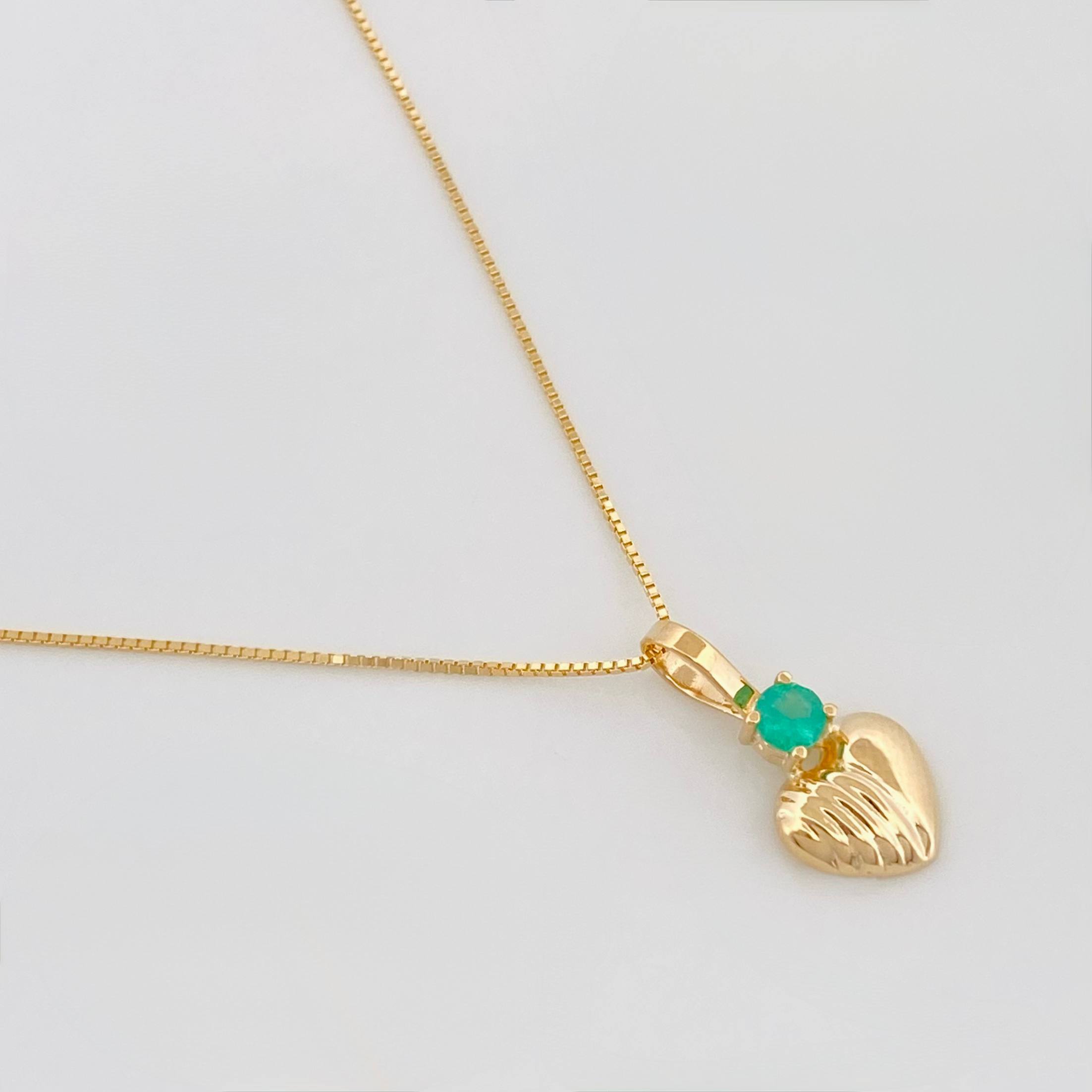 Set Cadena Veneciana + Dije Corazon Rayado Esmeralda 06Pts / 1.35 g / 19 3/4 in Oro Amarillo 18K