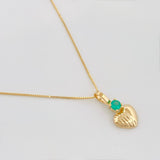 Set Cadena Veneciana + Dije Corazon Rayado Esmeralda 06Pts / 1.35 g / 19 3/4 in Oro Amarillo 18K