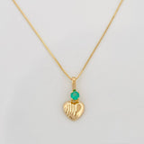 Set Cadena Veneciana + Dije Corazon Rayado Esmeralda 06Pts / 1.35 g / 19 3/4 in Oro Amarillo 18K