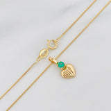 Set Cadena Veneciana + Dije Corazon Rayado Esmeralda 06Pts / 1.35 g / 19 3/4 in Oro Amarillo 18K