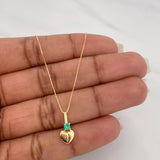Set Cadena Veneciana + Dije Corazon Rayado Esmeralda 06Pts / 1.35 g / 19 3/4 in Oro Amarillo 18K