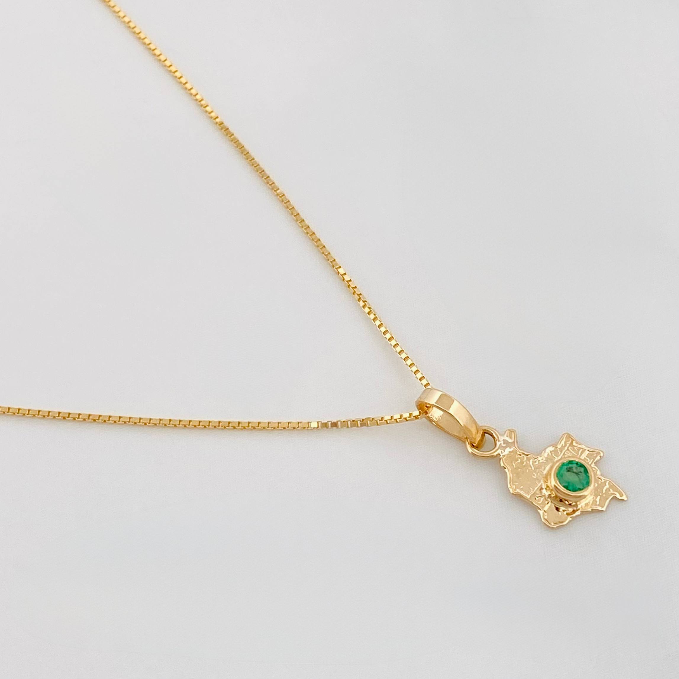 Set Cadena Veneciana + Dije Mapa Esmeralda 03Pts / 1.25 g / 17 3/4 in Oro Amarillo 18K