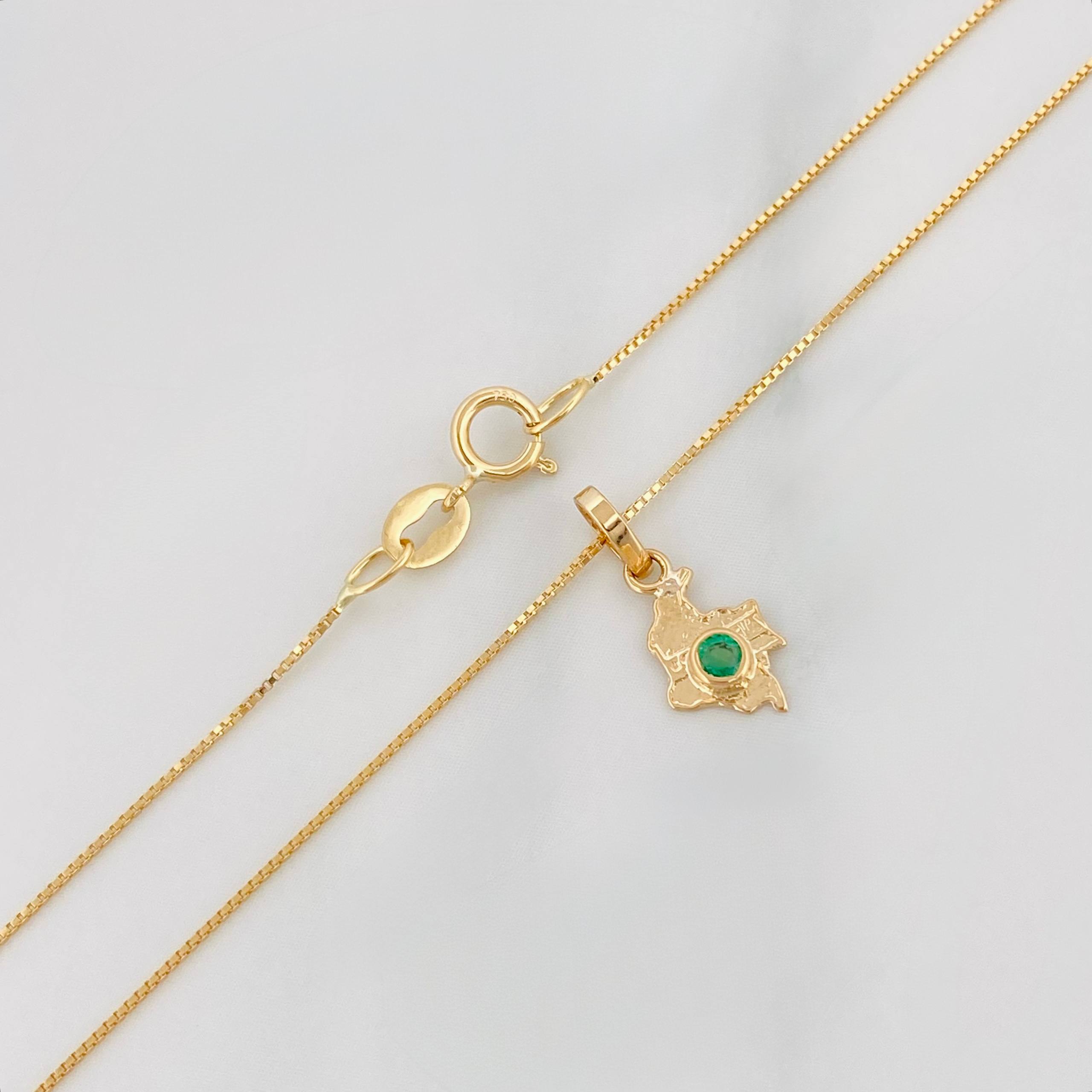 Set Cadena Veneciana + Dije Mapa Esmeralda 03Pts / 1.25 g / 17 3/4 in Oro Amarillo 18K