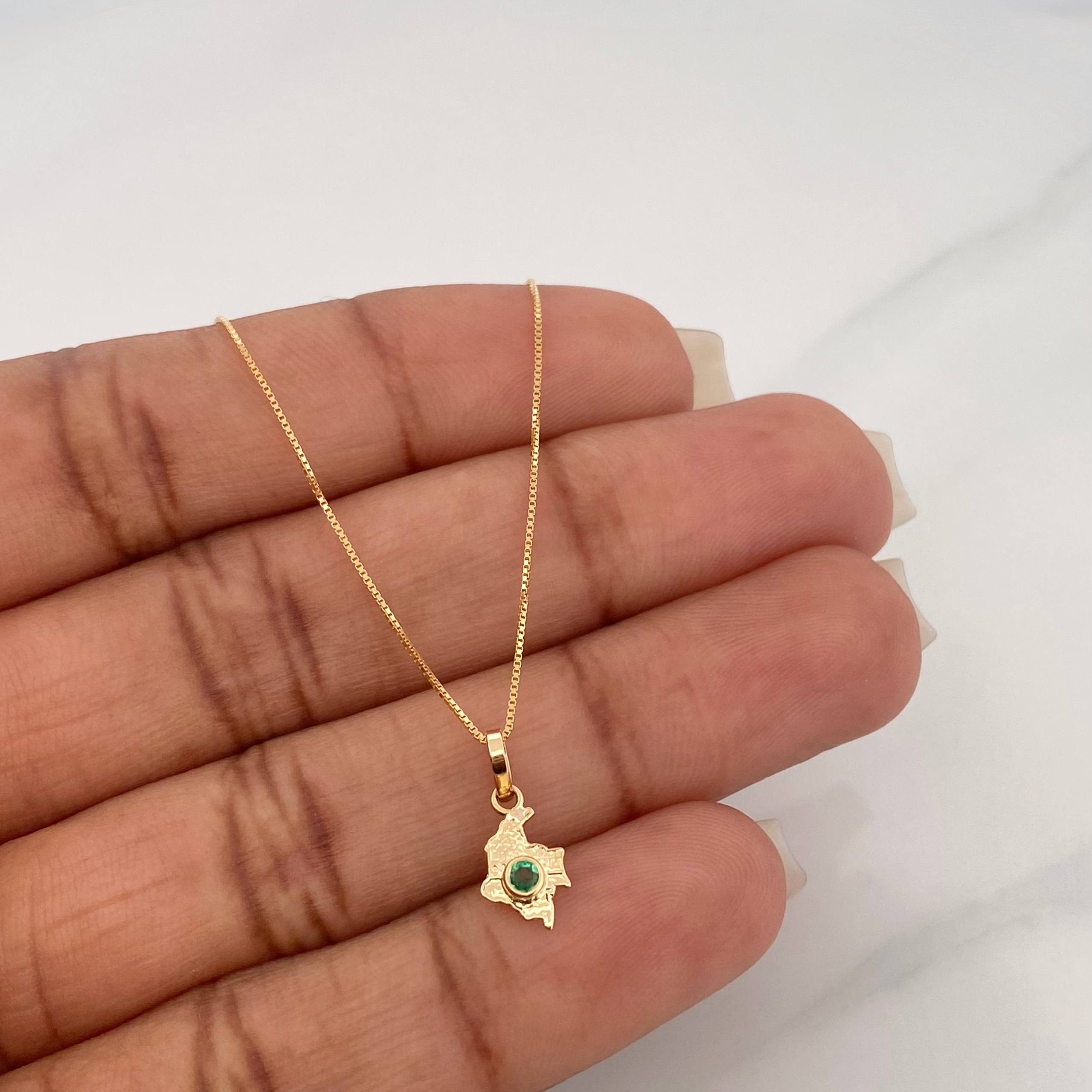 Venetian Chain Set + Pendant Emerald Map 04Pts / 1.2 g / 17 3/4 in 18K Yellow Gold