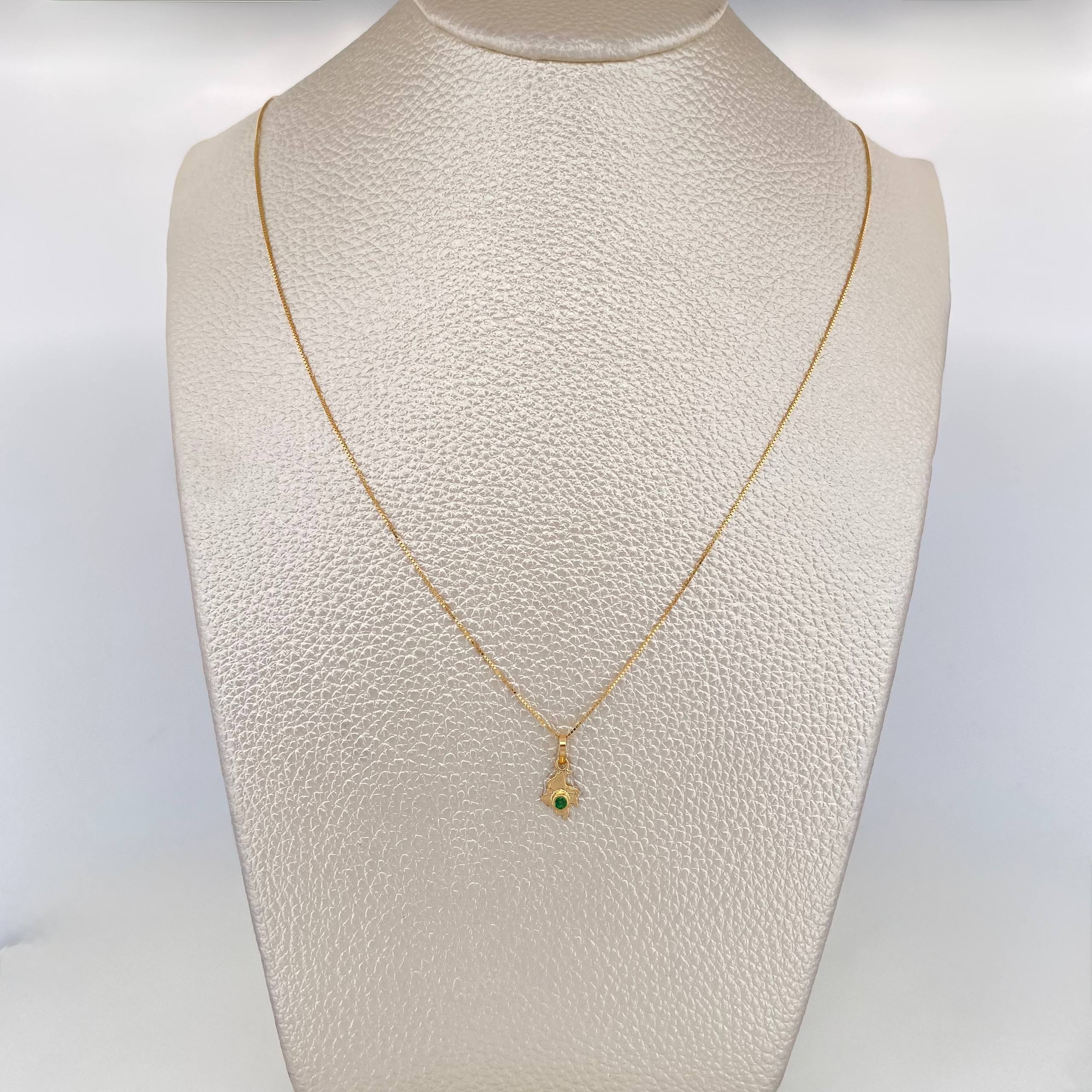 Set Cadena Veneciana + Dije Mapa Esmeralda 03Pts / 1.25 g / 17 3/4 in Oro Amarillo 18K
