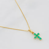 Set Cadena Veneciana + Dije Cruz Esmeralda 22Pts / 1.45 g / 17 3/4 in Oro Amarillo 18K