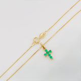 Set Cadena Veneciana + Dije Cruz Esmeralda 22Pts / 1.45 g / 17 3/4 in Oro Amarillo 18K