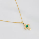 Set Cadena Veneciana + Dije Cruz Esmeralda 05Pts / 1.25 g / 17 3/4 in Oro Amarillo 18K