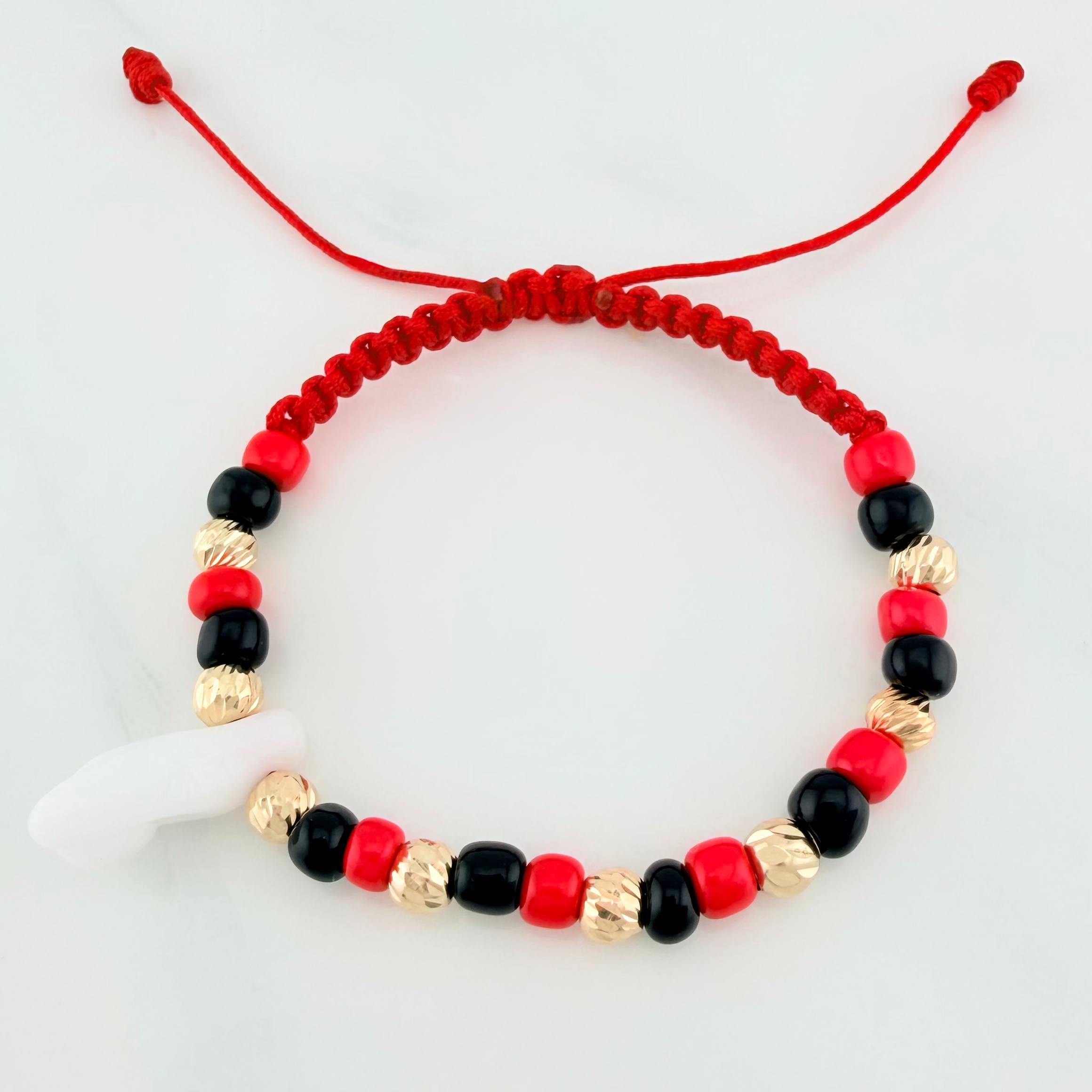 Red Woven Bracelet Hand Protection Yellow Gold 18K
