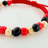 Red Woven Bracelet Hand Protection Yellow Gold 18K