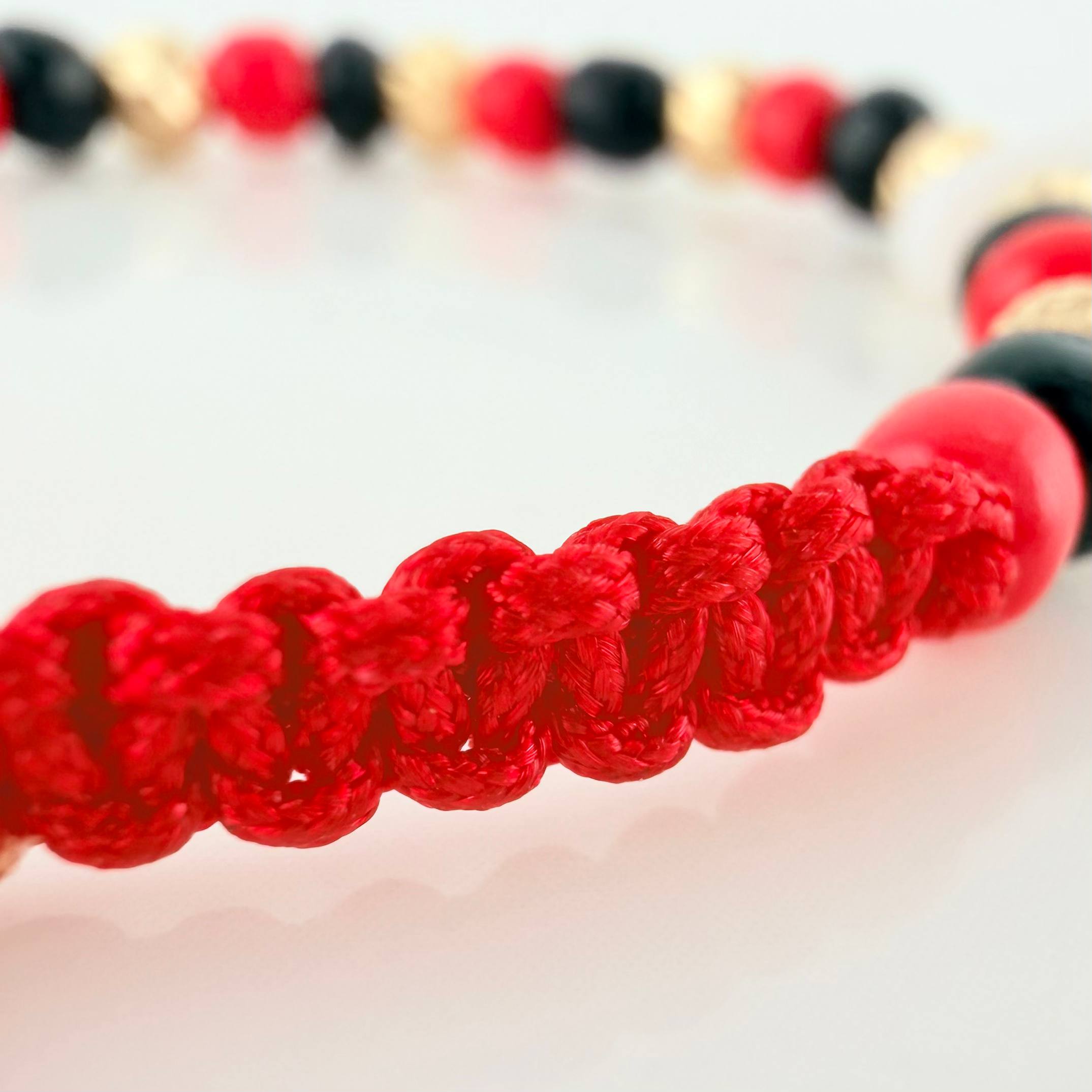 Red Woven Bracelet Hand Protection Yellow Gold 18K