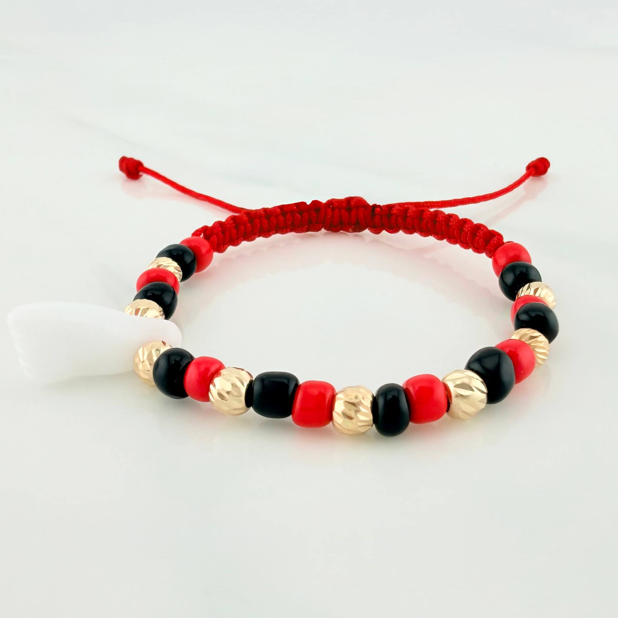 Red Woven Bracelet Hand Protection Yellow Gold 18K