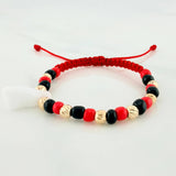 Red Woven Bracelet Hand Protection Yellow Gold 18K