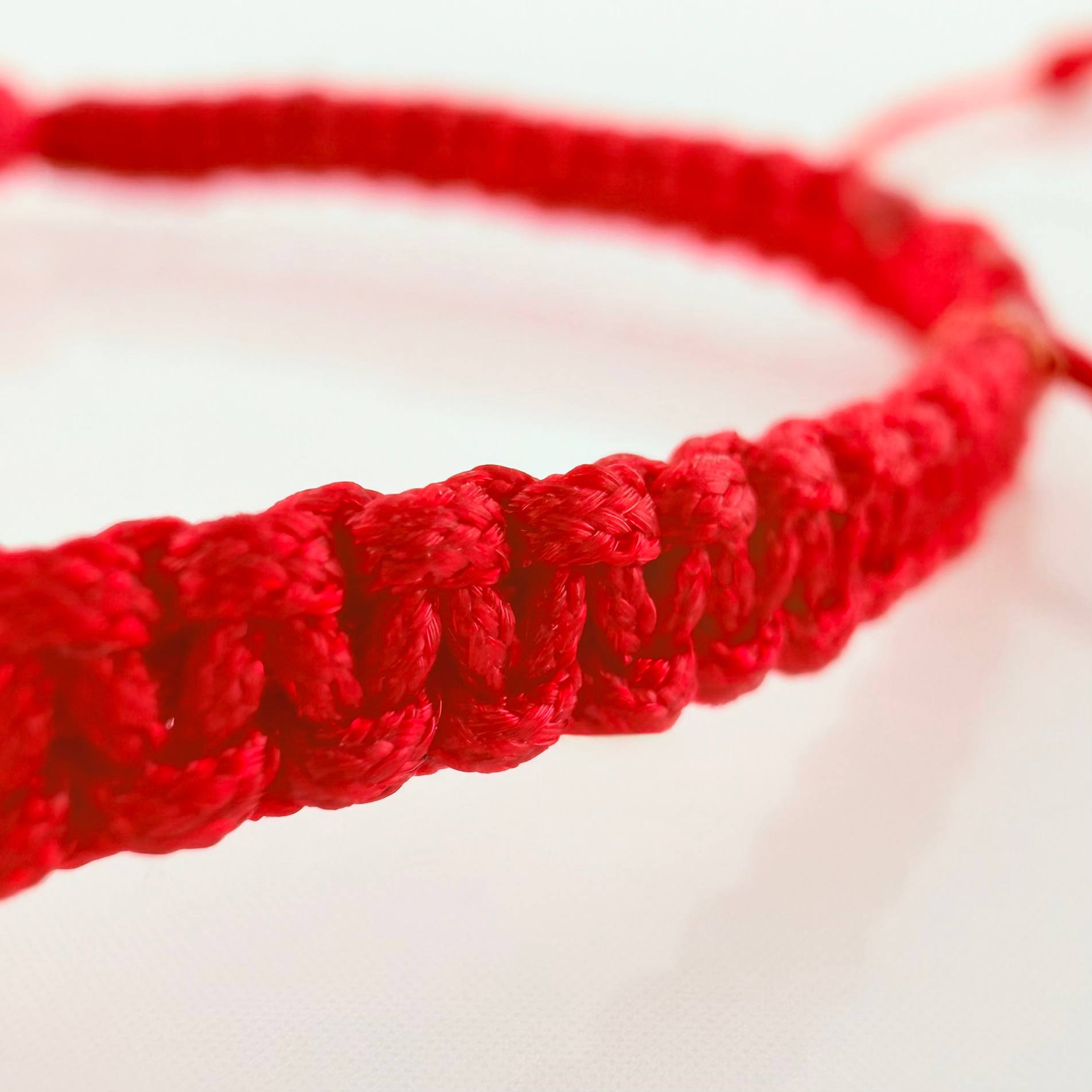 Red Woven Bracelet with Yellow Gold Beads 18K