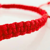 Red Woven Bracelet with Yellow Gold Beads 18K
