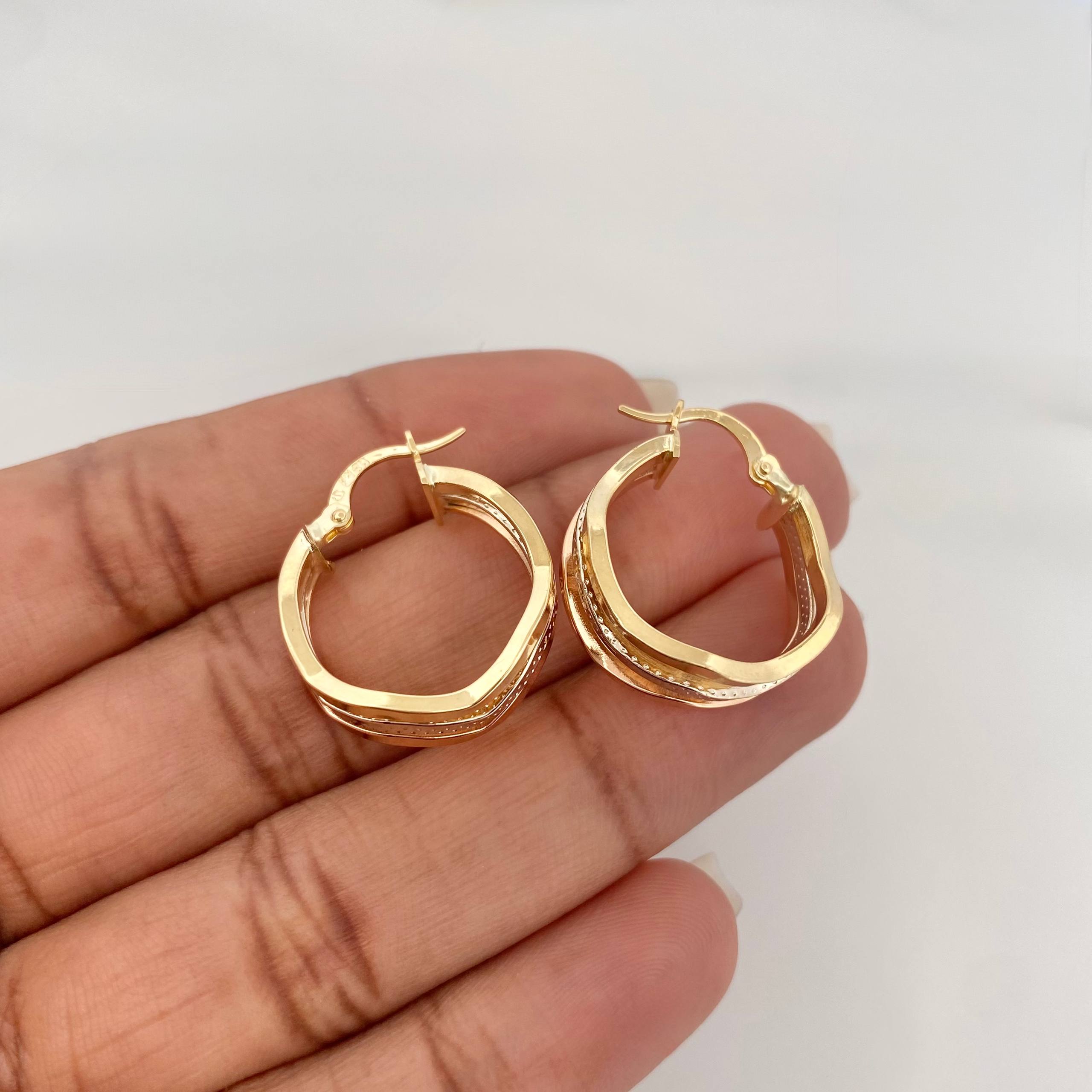 Candongas Aleja Zigzag 2.85 g / 1 1/2 in Tres Oros 18K