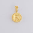 Dije Letra R Marco Bordeado 0.6g / 3/4 in Oro Amarillo 18K