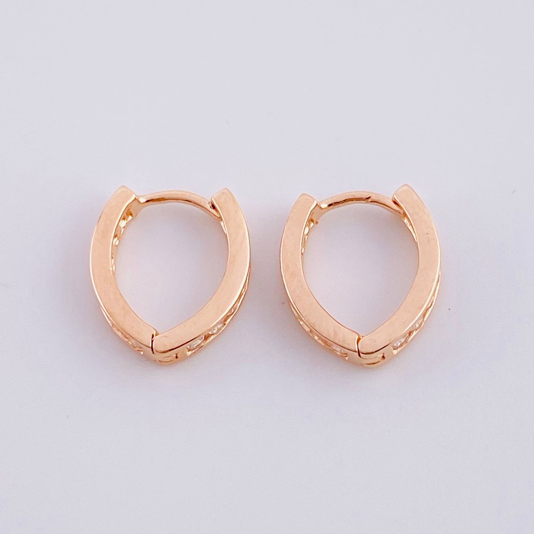 Candongas Carril en V 1.85g / 1/2 in Oro Rosa 18K