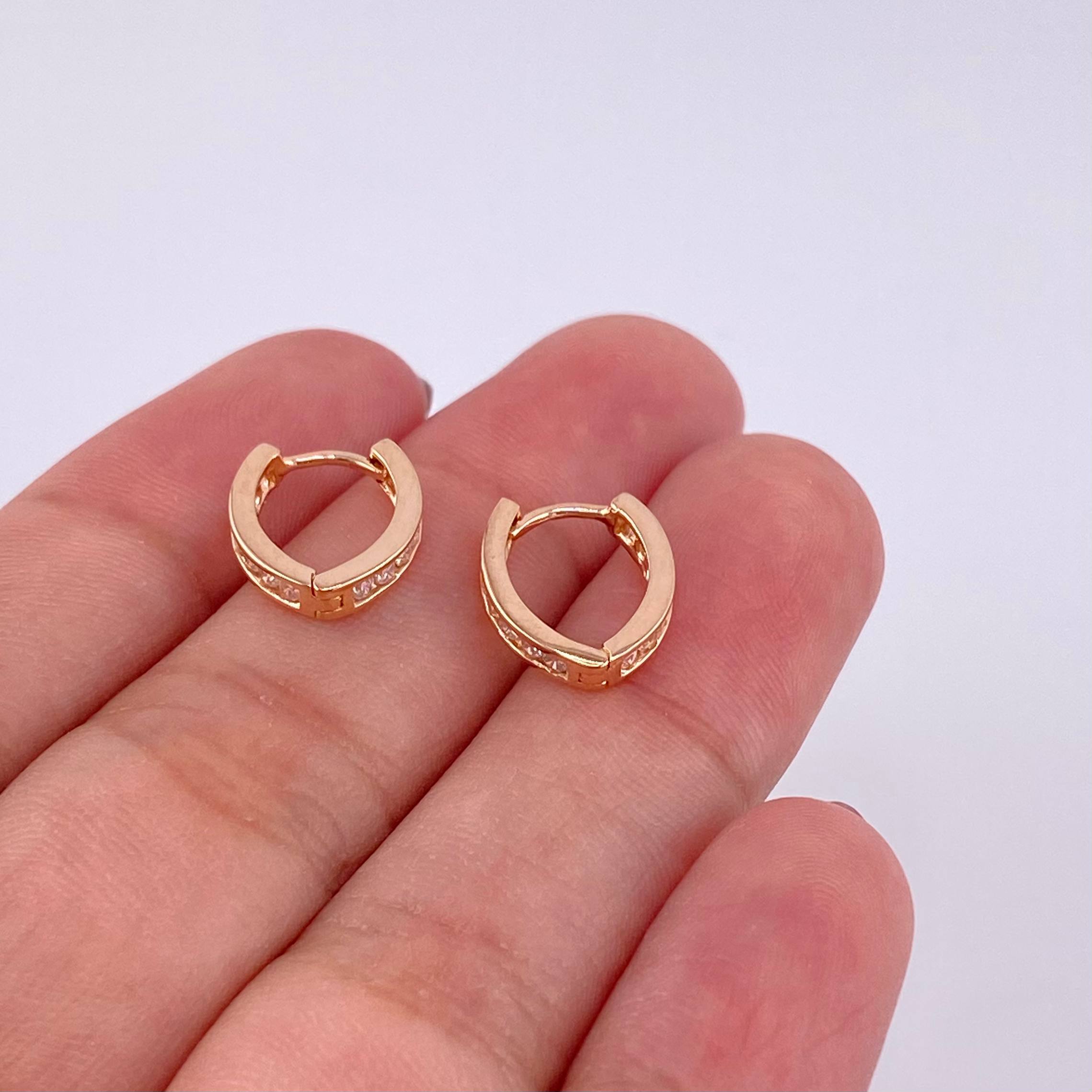 Candongas Carril en V 1.85g / 1/2 in Oro Rosa 18K