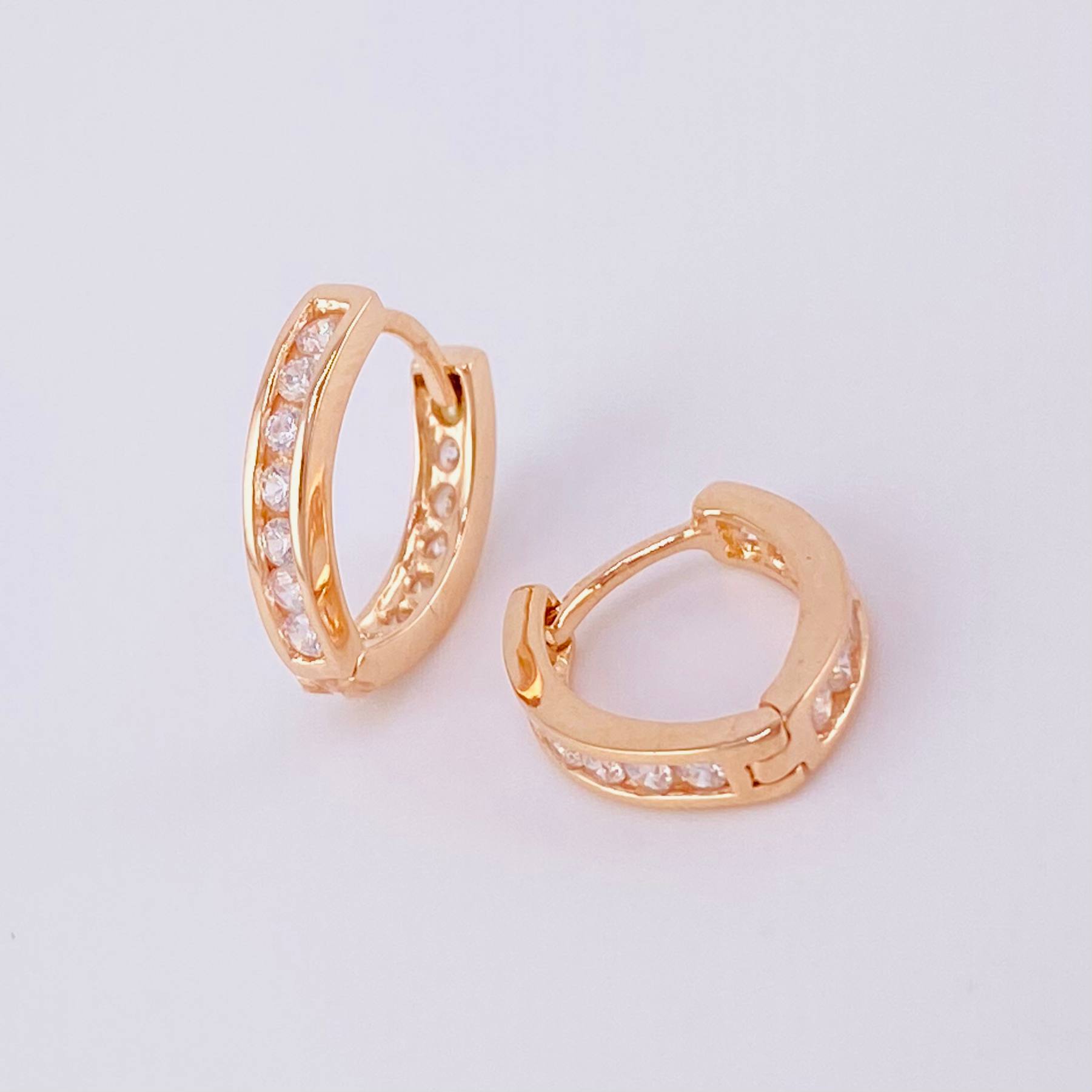Candongas Carril en V 1.85g / 1/2 in Oro Rosa 18K