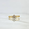 Flower Ring with Dotted Hollow Links 2gr / Size 7 1/4 / White Zircons 18K Yellow Gold