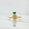 Anillo Piña 2.1gr / T7 1/4 / Circones Blancos Oro Amarillo 18K