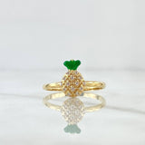 Anillo Piña 2.1gr / T7 1/4 / Circones Blancos Oro Amarillo 18K