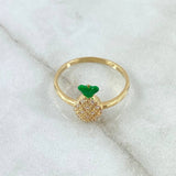 Anillo Piña 2.1gr / T7 1/4 / Circones Blancos Oro Amarillo 18K