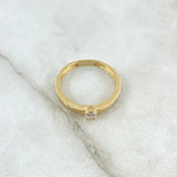 Straight Solitaire Ring 2.1gr / Size 6 3/4 / White Zircon Yellow Gold 18K