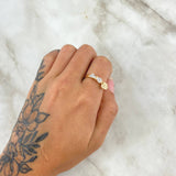 Heart Pendant Ring 2.25gr / Size 6 1/2 / White Zircons Three 18K Golds